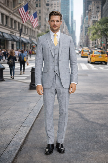 Tiglio Light Gray Suit for Men – Elegant Wedding and Business Formal Suit Modern Fit