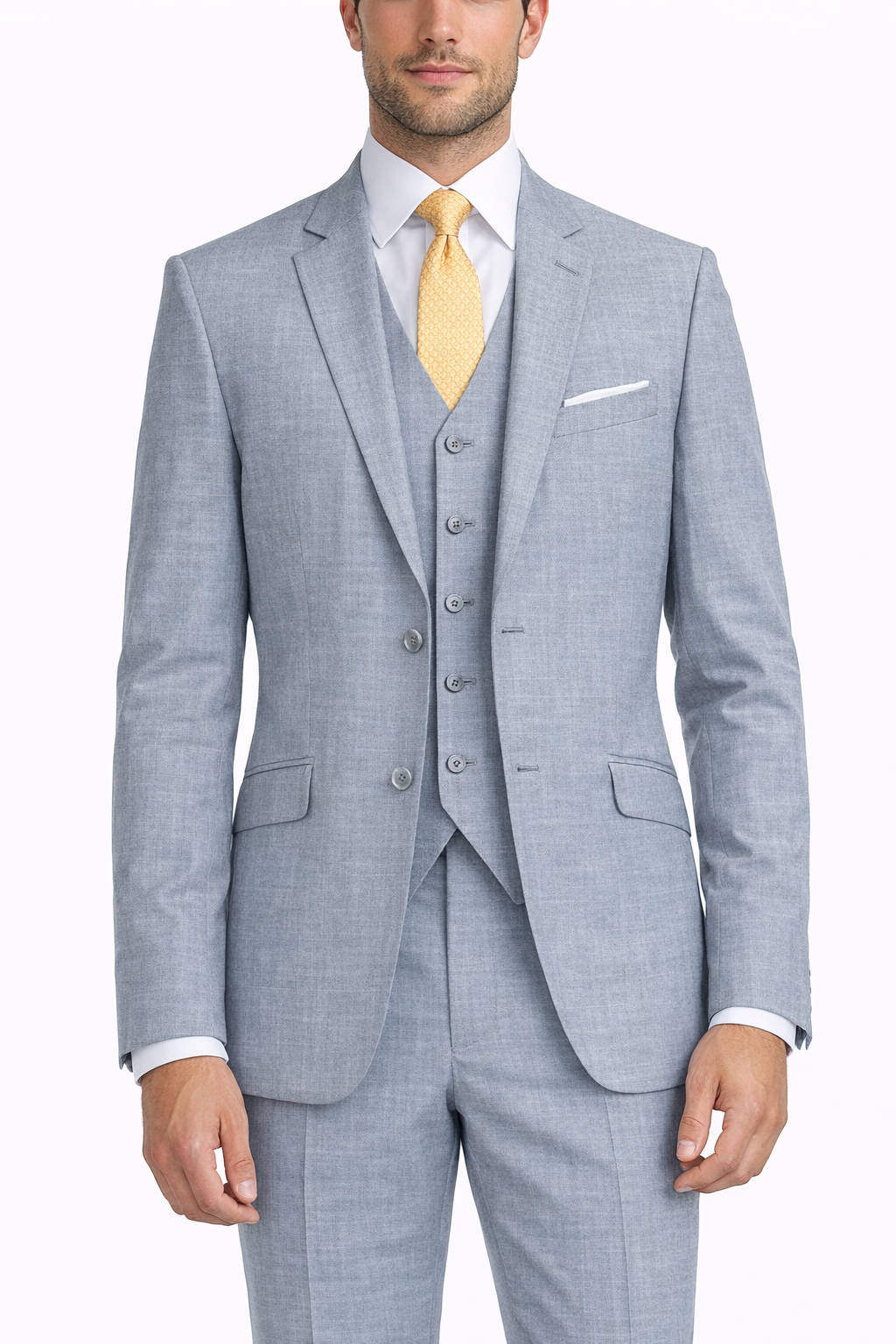Tiglio Light Gray Suit for Men – Elegant Wedding and Business Formal Suit Modern Fit
