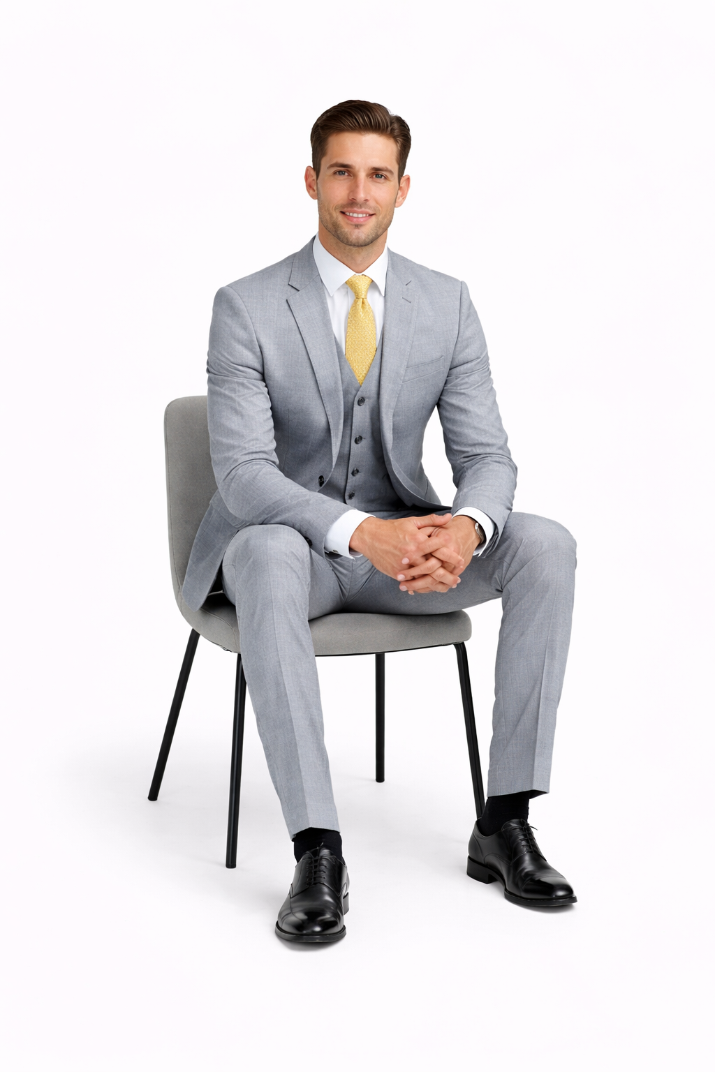 Tiglio Light Gray Suit for Men – Elegant Wedding and Business Formal Suit Modern Fit