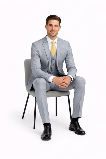 Tiglio Light Gray Suit for Men – Elegant Wedding and Business Formal Suit Modern Fit