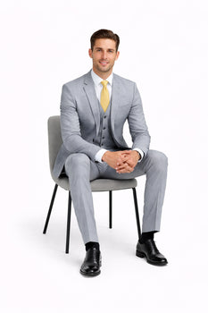 Mantoni Light Gray Suit for Men – Elegant Wedding and Business Formal Suit