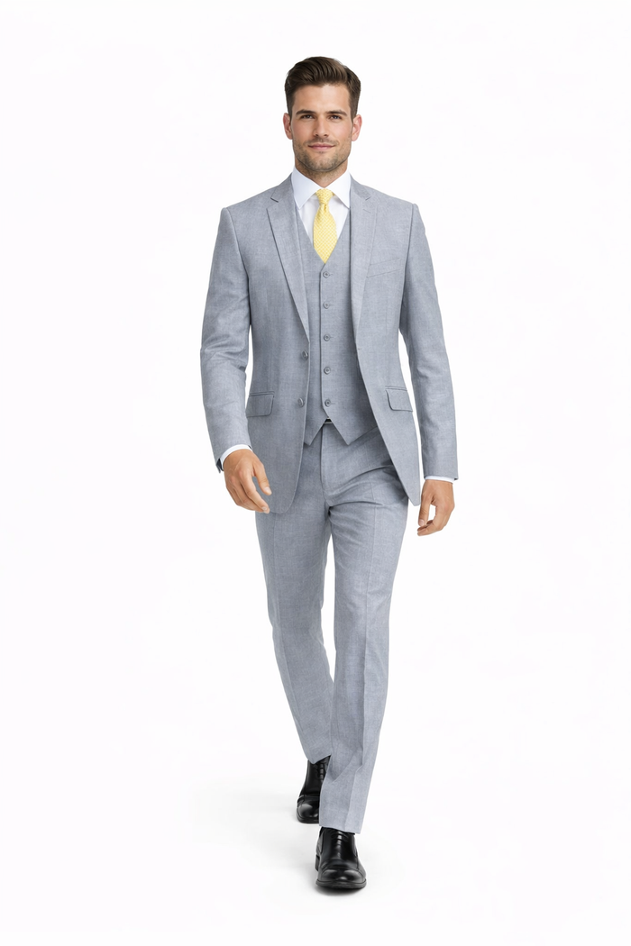 Tiglio Light Gray Suit for Men – Elegant Wedding and Business Formal Suit Modern Fit