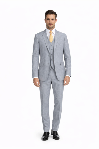 Tiglio Light Gray Suit for Men – Elegant Wedding and Business Formal Suit Modern Fit