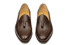 Marco Di Milano Bianchi Brown Caiman Crocodile Tassel Loafers