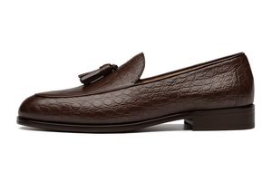 Marco Di Milano Bianchi Brown Caiman Crocodile Tassel Loafers - Image 7