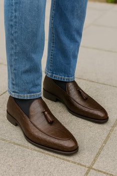 Marco Di Milano Bianchi Brown Caiman Crocodile Tassel Loafers - Image 8