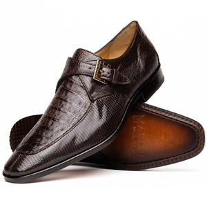 Marco Di Milano Men's Brown Caiman Lizard Derby Shoes Toluca