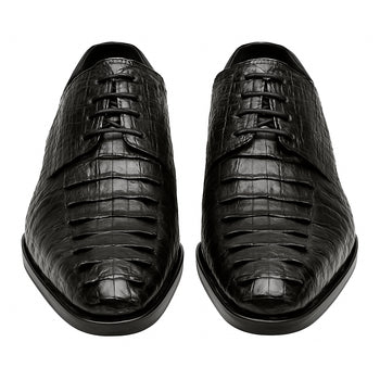 Marco Di Milano Cancun Black Caiman Crocodile Derby Shoes - Image 6