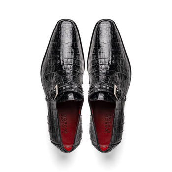 Marco Di Milano Mens Black Caiman Monk Strap Shoes Rovigo - Image 2