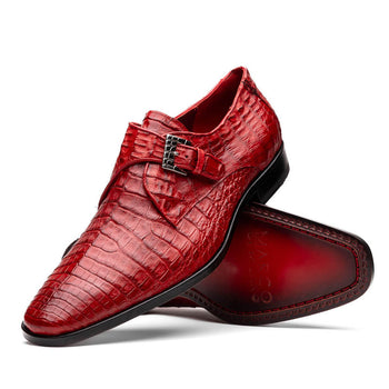 Marco Di Milano Mens Red  Caiman Gator Dress Shoes Rovigo - Image 4