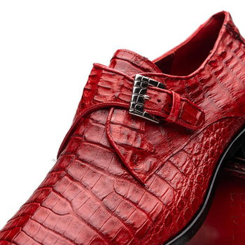 Marco Di Milano Mens Red  Caiman Gator Dress Shoes Rovigo - Image 3