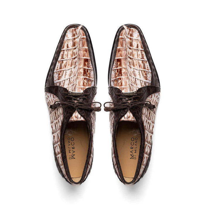 Marco Di Milano Mens White and Brown Caiman Gator Derby Caribe