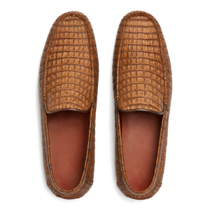 Marco Di Milano Remo Washed Brown Caiman Crocodile Driving Shoes