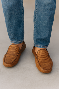 Marco Di Milano Remo Washed Brown Caiman Crocodile Driving Shoes