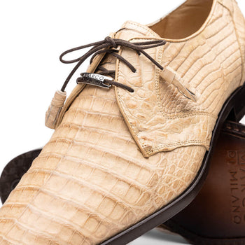 Marco Milano Exotic Caiman Shoes Oryx Tan Gator Derby Lacio - Image 2