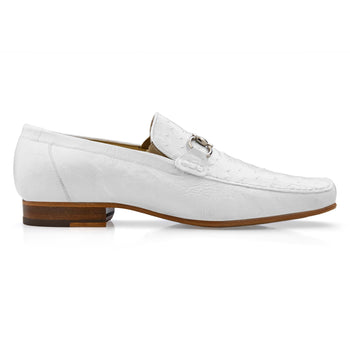 Belvedere Bartolo White Genuine Ostrich Leather Shoe
