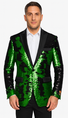 Mardi Gras Outfit - Mardi Gras Blazer For Men in Color Emerald Green in Sequin Fabric