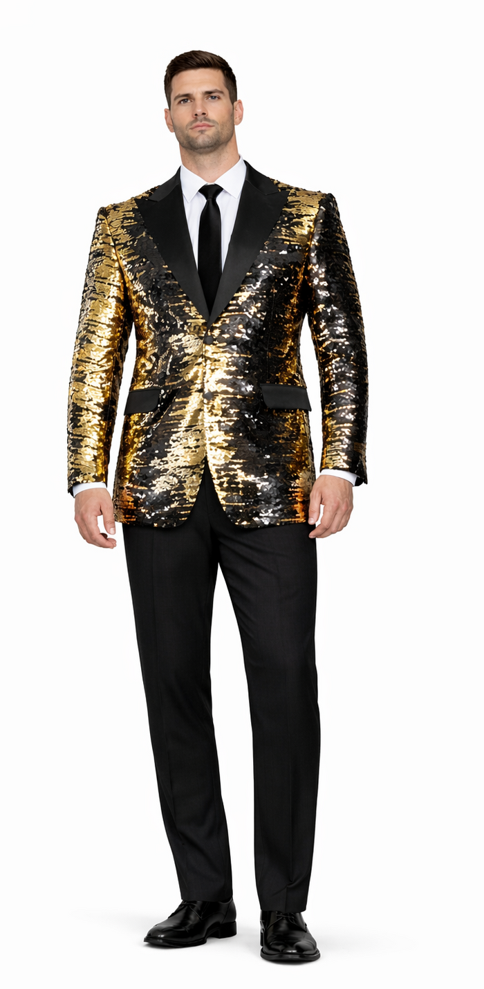 Men’s Mardi Gras Sport Coat in Black and Gold