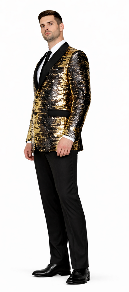 Men’s Mardi Gras Sport Coat in Black and Gold