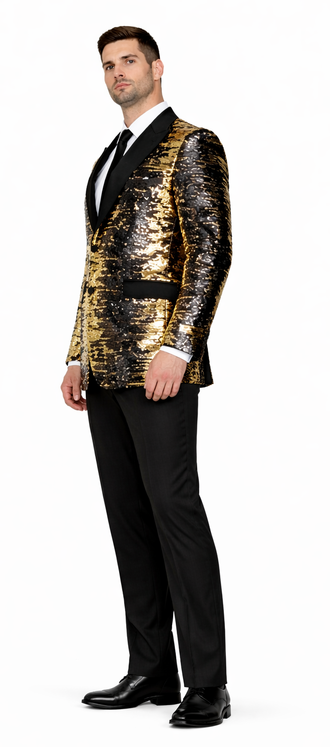 Men’s Mardi Gras Sport Coat in Black and Gold