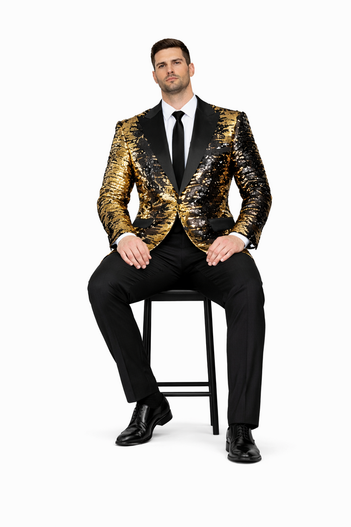 Men’s Mardi Gras Sport Coat in Black and Gold