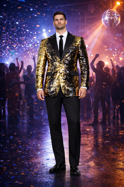 Men’s Mardi Gras Sport Coat in Black and Gold