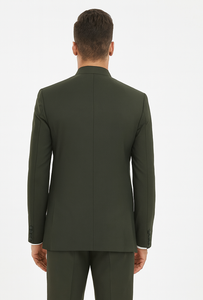 Marriage Groom Wedding Indian Nehru Suit Jacket Mens Blazer Olive (Jacket + Pants) $99