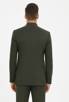 Marriage Groom Wedding Indian Nehru Suit Jacket Mens Blazer Olive (Jacket + Pants) $99 - Image 2