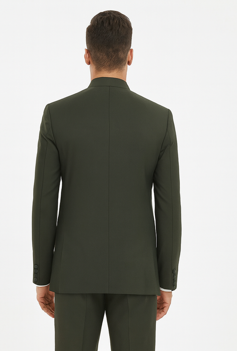 Marriage Groom Wedding Indian Nehru Suit Jacket Mens Blazer Olive (Jacket + Pants) $99