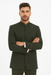 Marriage Groom Wedding Indian Nehru Suit Jacket Mens Blazer Olive (Jacket + Pants)
