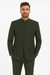 Marriage Groom Wedding Indian Nehru Suit Jacket Mens Blazer Olive (Jacket + Pants)