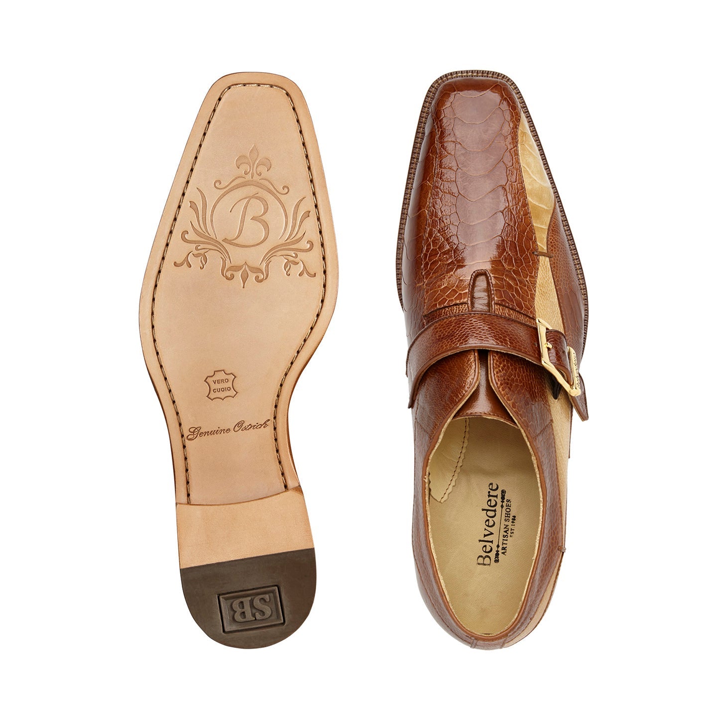Belvedere Marte Antique Camel/Bone Leather Shoe