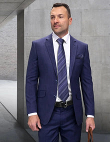 Statement Men's 2-Piece Big & Tall 100% Wool Fashion Suit – Textured Plaid Pattern