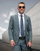 Statement Men's 2-Piece Big & Tall 100% Wool Fashion Suit – Textured Plaid Pattern