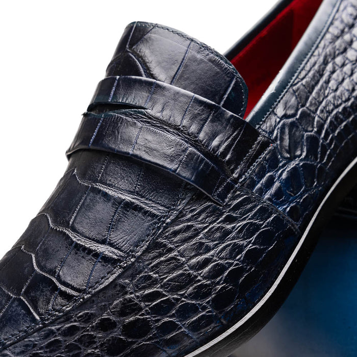 Marco Di Milano Matteo Alligator Penny Loafers Navy