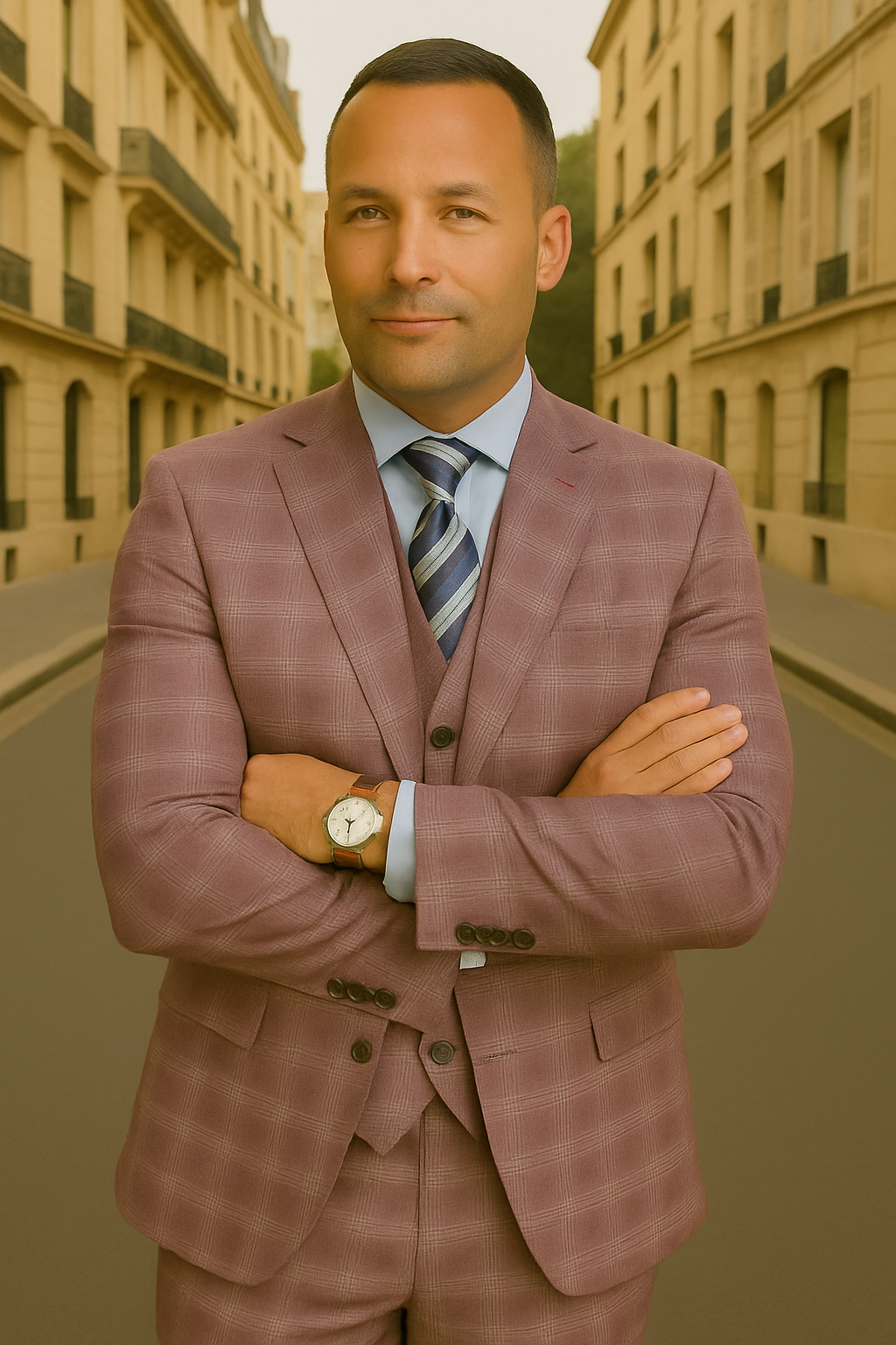 Wool Suit - Italian Made Business Suit by Statement Men's 3 Piece 100% Wool Suit - Coordinating Solid Color Vest Modern Fit