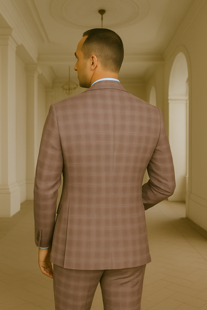 Wool Suit - Italian Made Business Suit by Statement Men's 3 Piece 100% Wool Suit - Coordinating Solid Color Vest Modern Fit