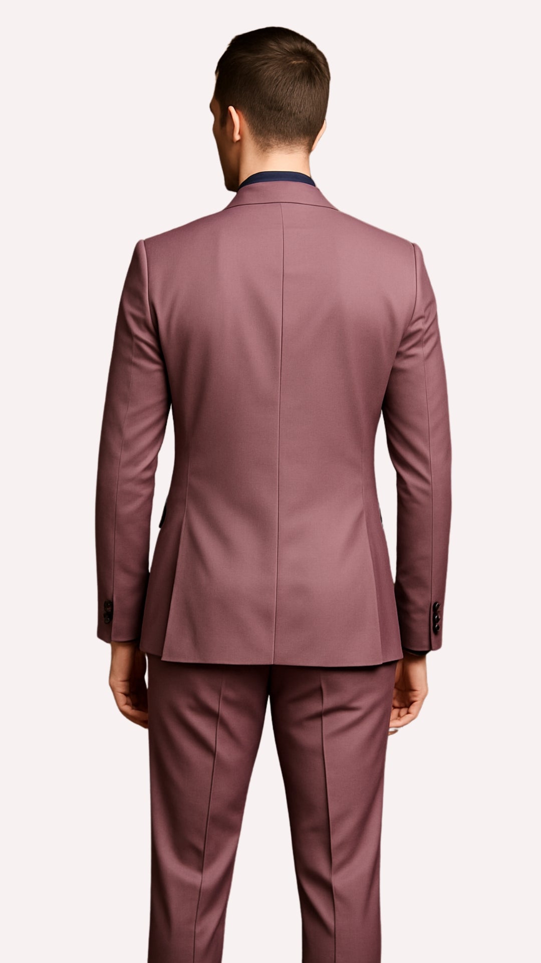 Men's Mauve Pink Tuxedo Suit – 3-Piece Slim Fit with Black Satin Shawl Lapel - Image 3