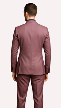 Men's Mauve Pink Tuxedo Suit – 3-Piece Slim Fit with Black Satin Shawl Lapel - Image 3