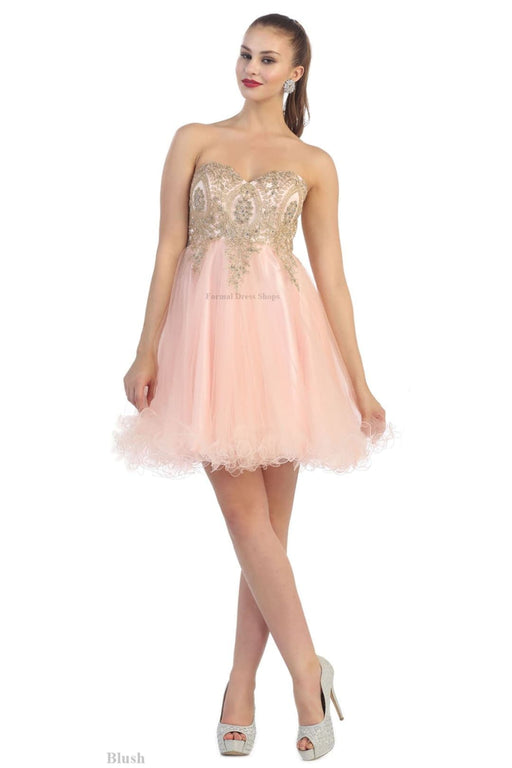 Quince Dama Dresses - Short Quinceanera Dresses in Color Blush