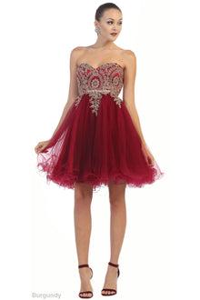 Quince Dama Dresses - Short Quinceanera Dresses in Color Burgundy