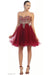 Quince Dama Dresses - Short Quinceanera Dresses in Color Burgundy
