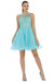 Quince Dama Dresses - Short Quinceanera Dresses in Color Aqua