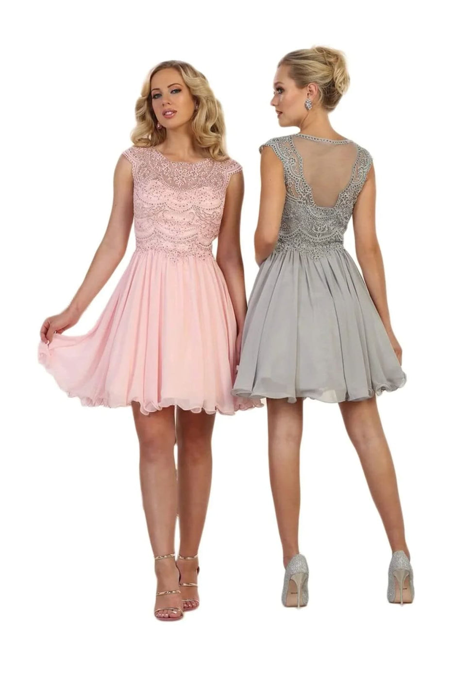 Quince Dama Dresses - Short Quinceanera Dresses in Color Blush
