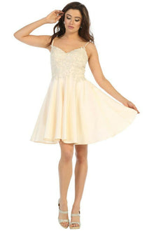 Quince Dama Dresses - Short Quinceanera Dresses in Color Champagne