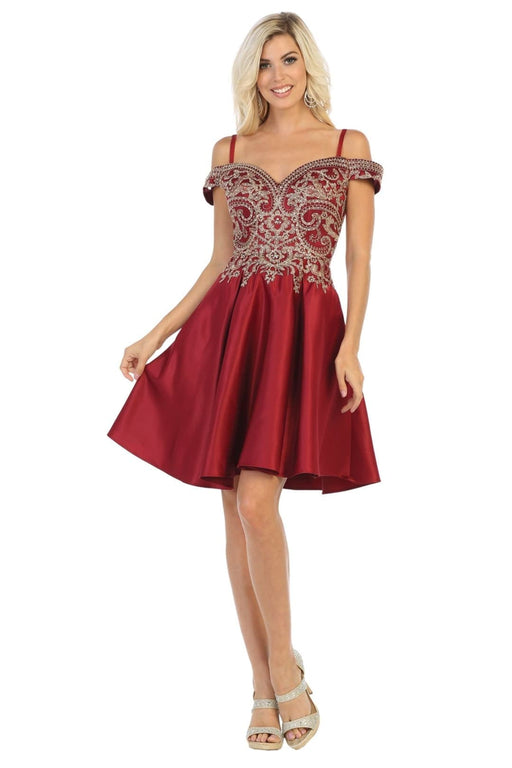 Quince Dama Dresses - Short Quinceanera Dresses in Color Burgundy