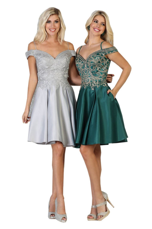 Quince Dama Dresses - Short Quinceanera Dresses in Color Silver