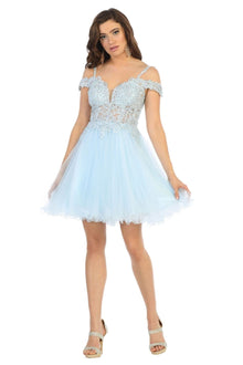 Quince Dama Dresses - Short Quinceanera Dresses in Color Baby Blue