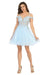 Quince Dama Dresses - Short Quinceanera Dresses in Color Baby Blue