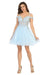 Quince Dama Dresses - Short Quinceanera Dresses in Color Baby Blue